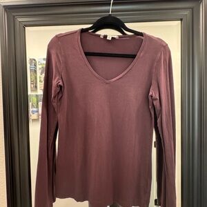 Women's V-Neck Long Sleeve Top - Purple